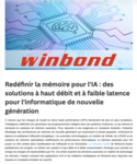 L'Embarqué White paper Winbond Redéfinir la mémoire pour l’IA avec des solutions haut débit et faible latence